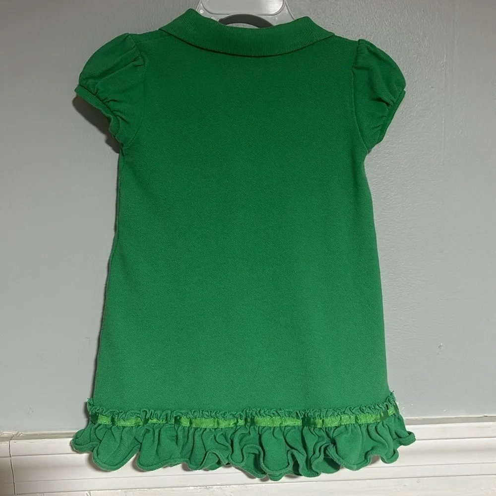Preloved Ralph Lauren Girls Green Polo Dress Size 24M - Picture 2 of 8